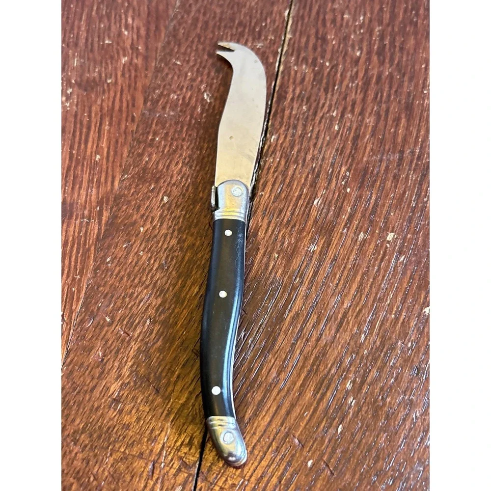Laguiole Inox France Cheese Knife Black Handle Bee Emblem Stainless Steel 6in